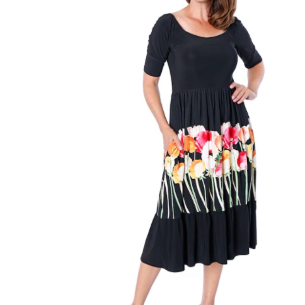 Marallis Womens Midi Dress with Pockets Border